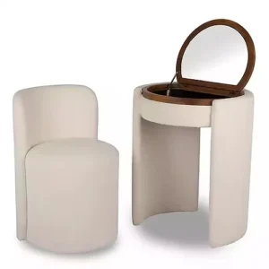 Vanity Set – Elegant Stol & Uppfällbar Spegel